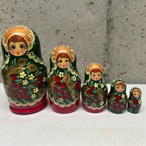 Russian Dolls Set Wooden Nesting Matryoshka Hand Paint Calssical Craft Matryoshk